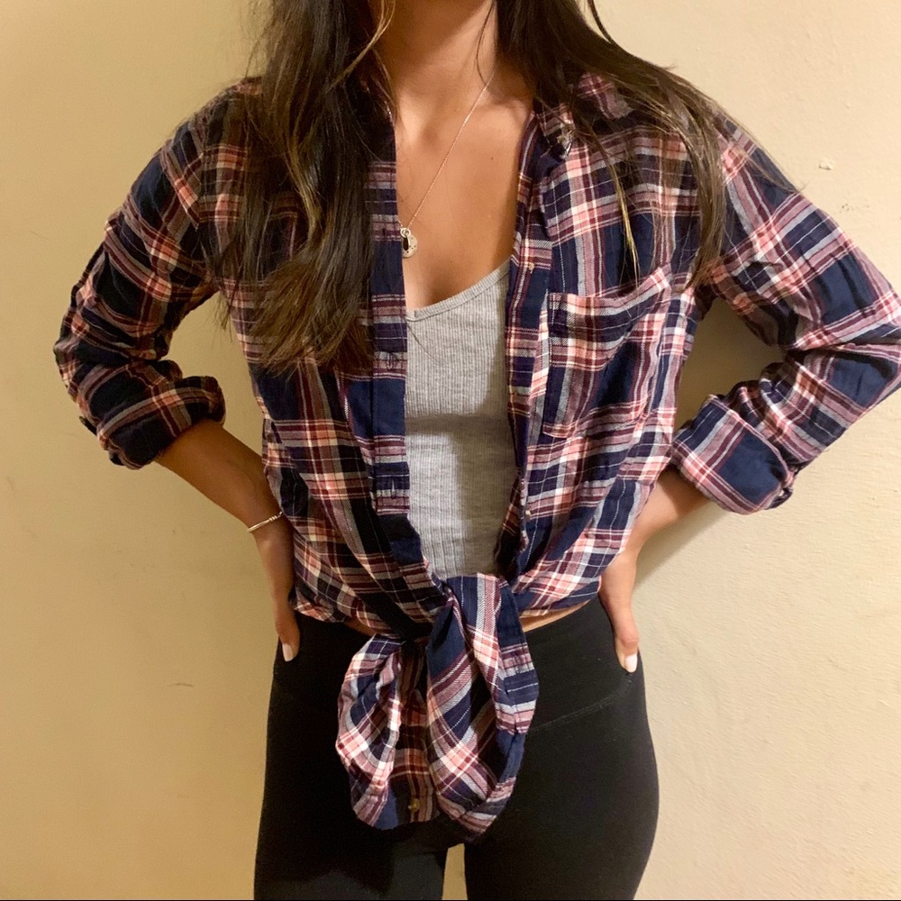 ☀️Hollister Blue,Maroon,Pink, & White Long Flannel